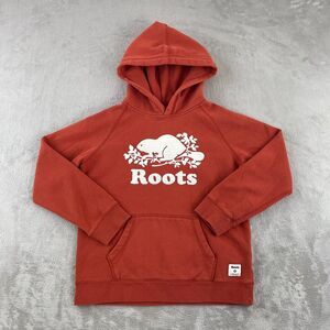 Roots Kids Pullover Hoodie Boys XL (11-12) Rust Brown SpellOut Logo‎ Long Sleeve